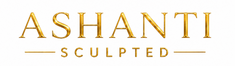 Gold 'ASHANTI SCULPTED' logo on a white background