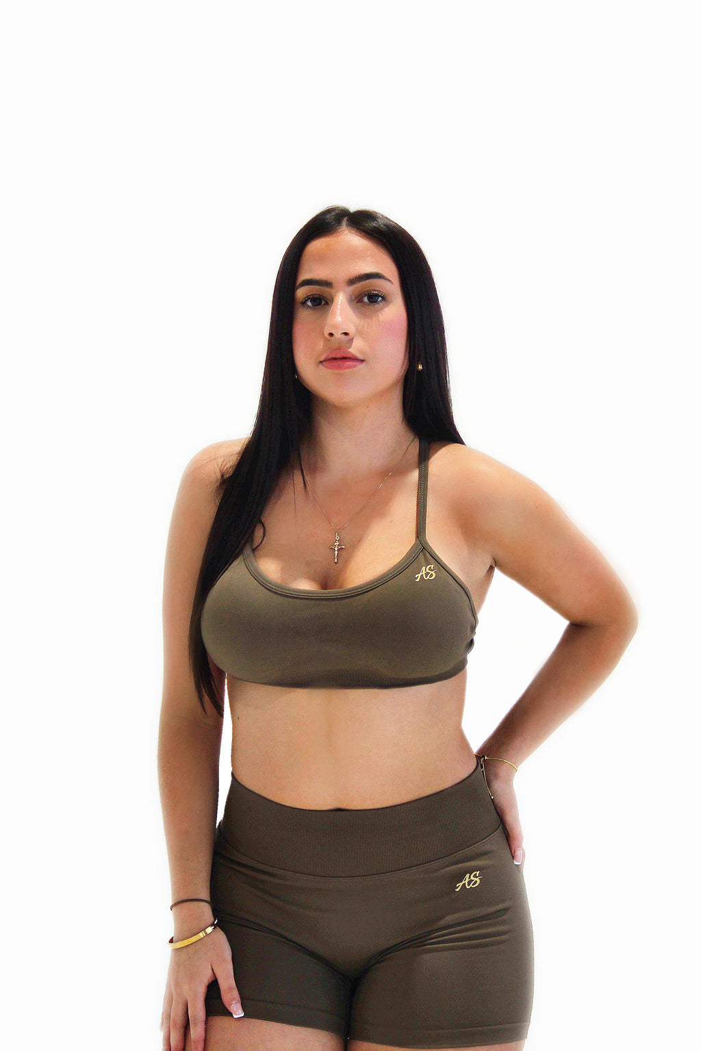 CLASSIC CROSS BACK BRA - OLIVE BROWN