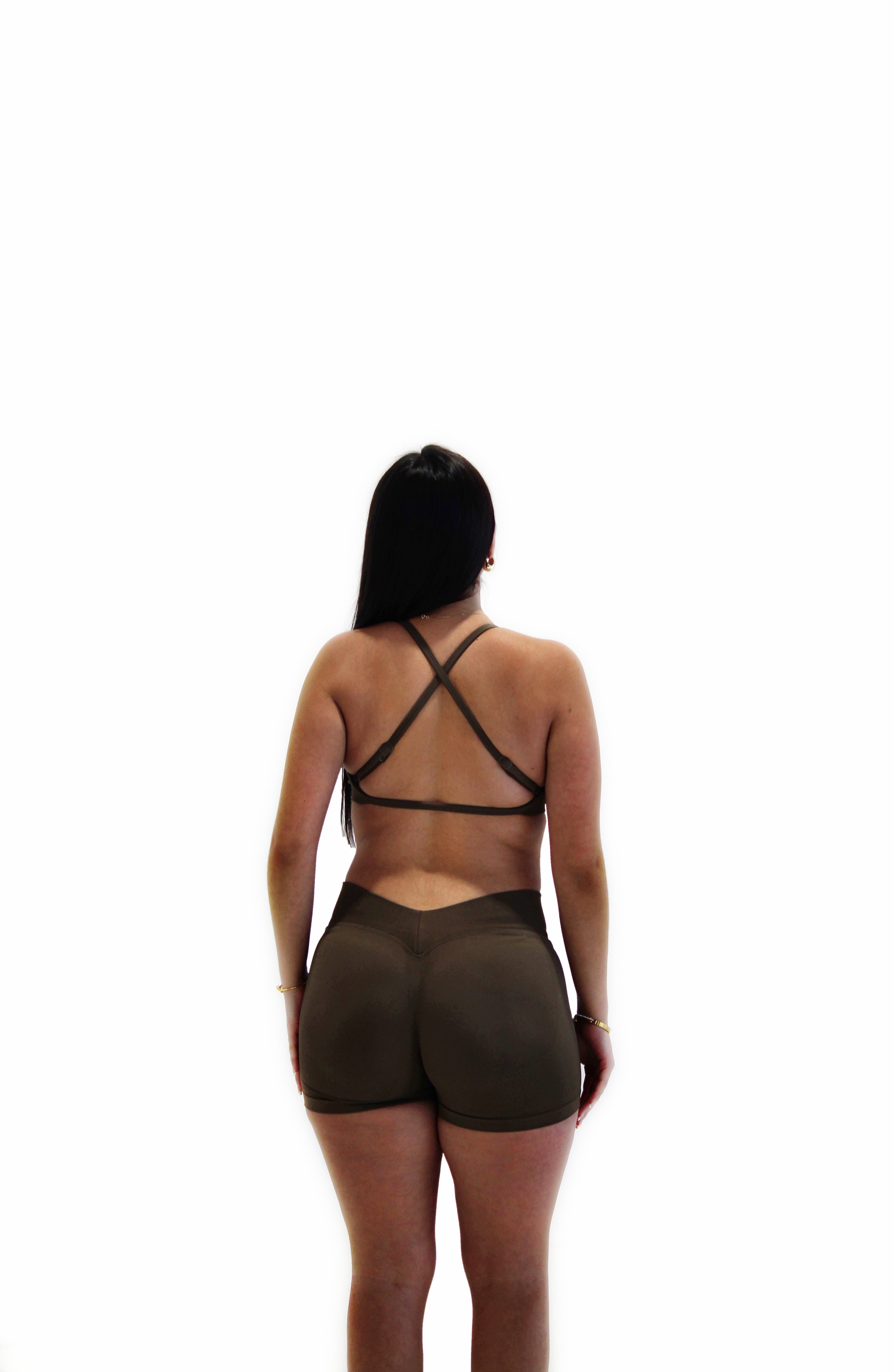 CLASSIC CROSS BACK BRA - OLIVE BROWN