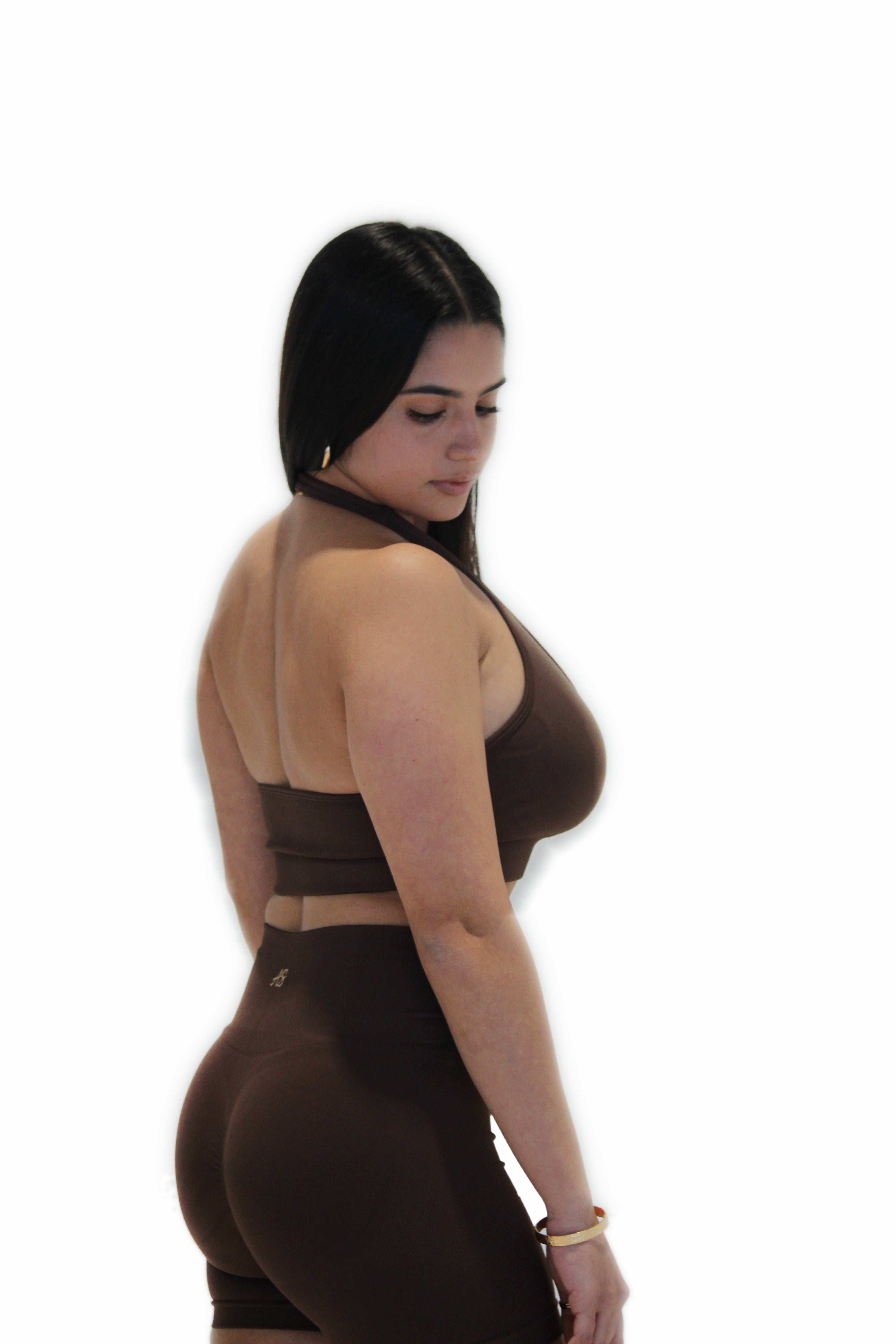 CLASSIC HALTER BRA - ESPRESSO
